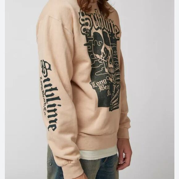 Urban outfitters Sublime Skull Long Beach Crew Neck Sweatshirt sz small New - Picture 1 of 12